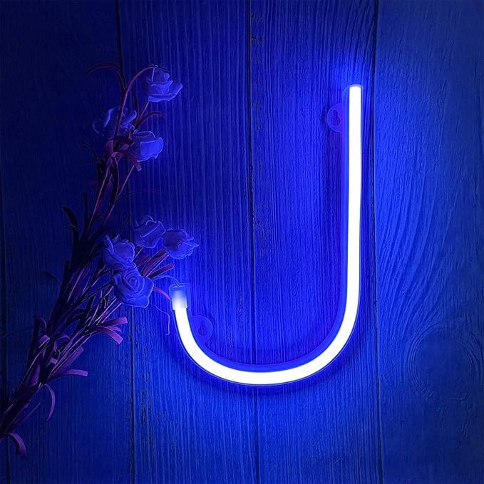 Letter Neon Lights - Personalized USB Light Signs for Wall Decor Bedroom Home Office - Switch Controlled LED Word/Name Signs Unique Gift Idea & Party Hanging String Lights(Letters J) — image 1
