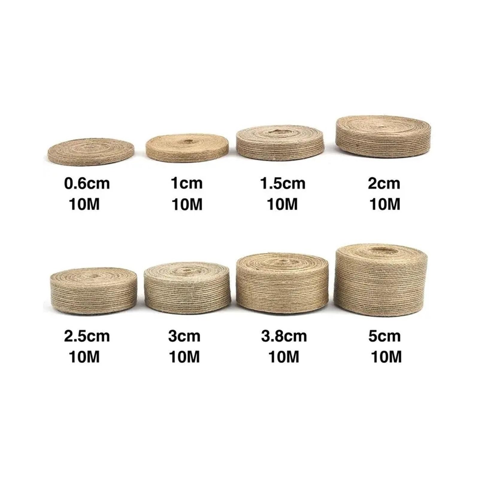 Cinta de yute Rollo de cinta arpillera yute 10 m, lino amarillo | Cuerda DIY decorativa fiesta arco hecho a mano sedal embalaje(2cmX10m)