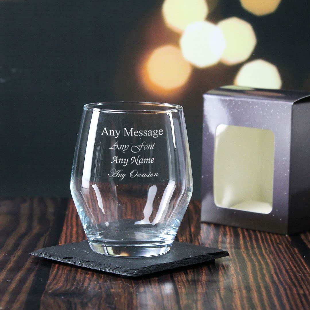 Taza de whisky grabada personalizada con caja de regalo, 370 ml