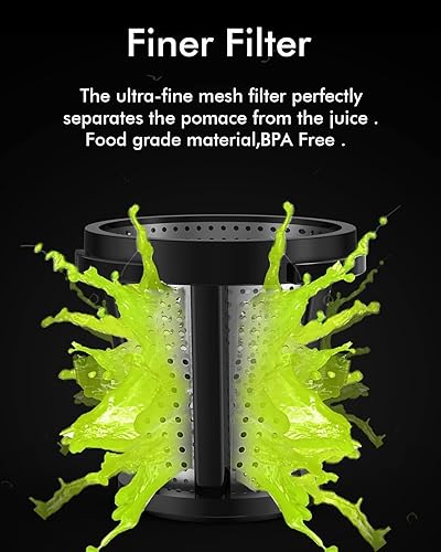 Miniatura 5 de SiFENE Exprimidor de masticación lenta, máquina exprimidora de prensa en frío para jugo de alto nutriente, motor silencioso, función inversa, fácil