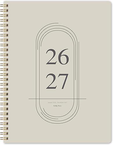 2026-2027 Monthly Planner - 2 Year Monthly Planner 2026-2027, Jan 2026 - Dec 2027, 7" x 9", 2 Year Calendar with 24 Month, Twin-wire Binding, Note Pages, Beige