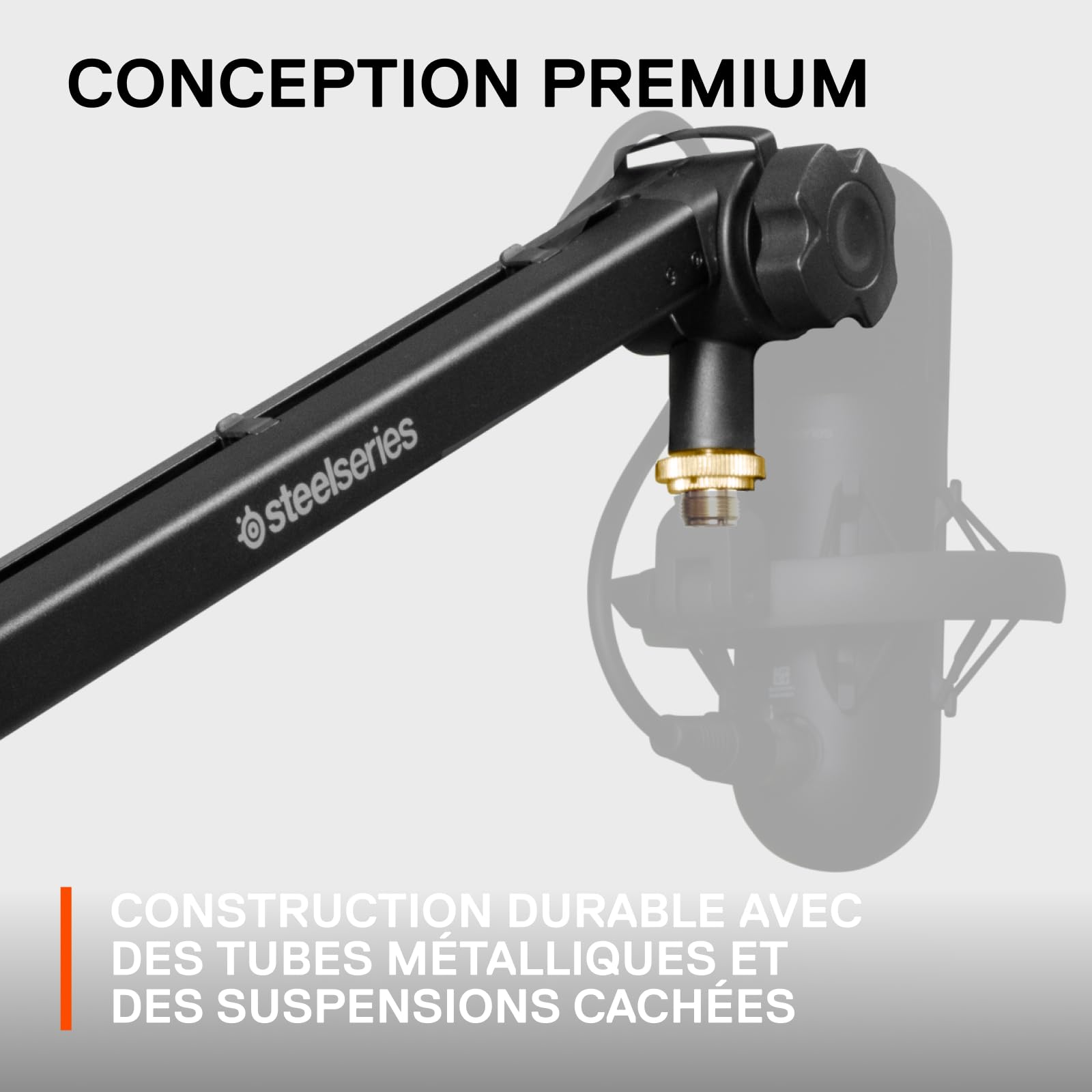 SteelSeries Alias/Alias Pro Perche Micro - Pour les jeux, le streaming et le podcast - Rotation à 360° - Pince de bureau - Conception en ciseaux pliants - Adaptateurs 3/8" et 5/8"