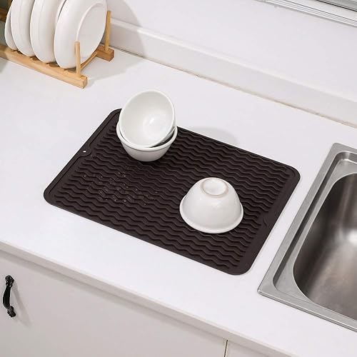 Miniatura 7 de MicoYang - Alfombrilla de silicona para secado de platos para múltiples usos, fácil de limpiar, ecológica, resistente al calor, para encimera de