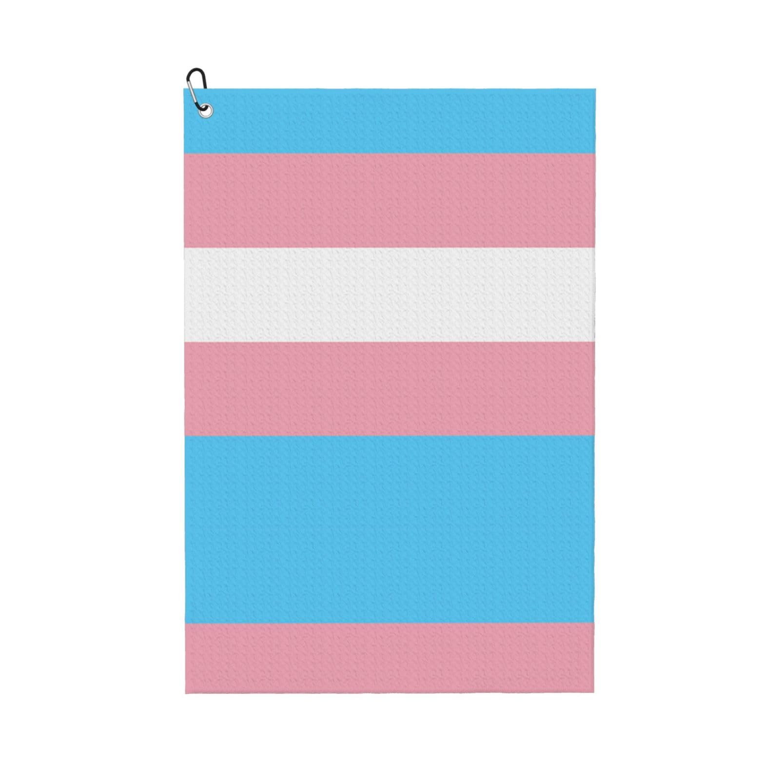 peiyeety Transgender LGBT Flag Pattern Microfiber Golf Towel with Carabiner Clip, 16x24 Inch Absorbent Waffle Weave Towel for Golf Bags