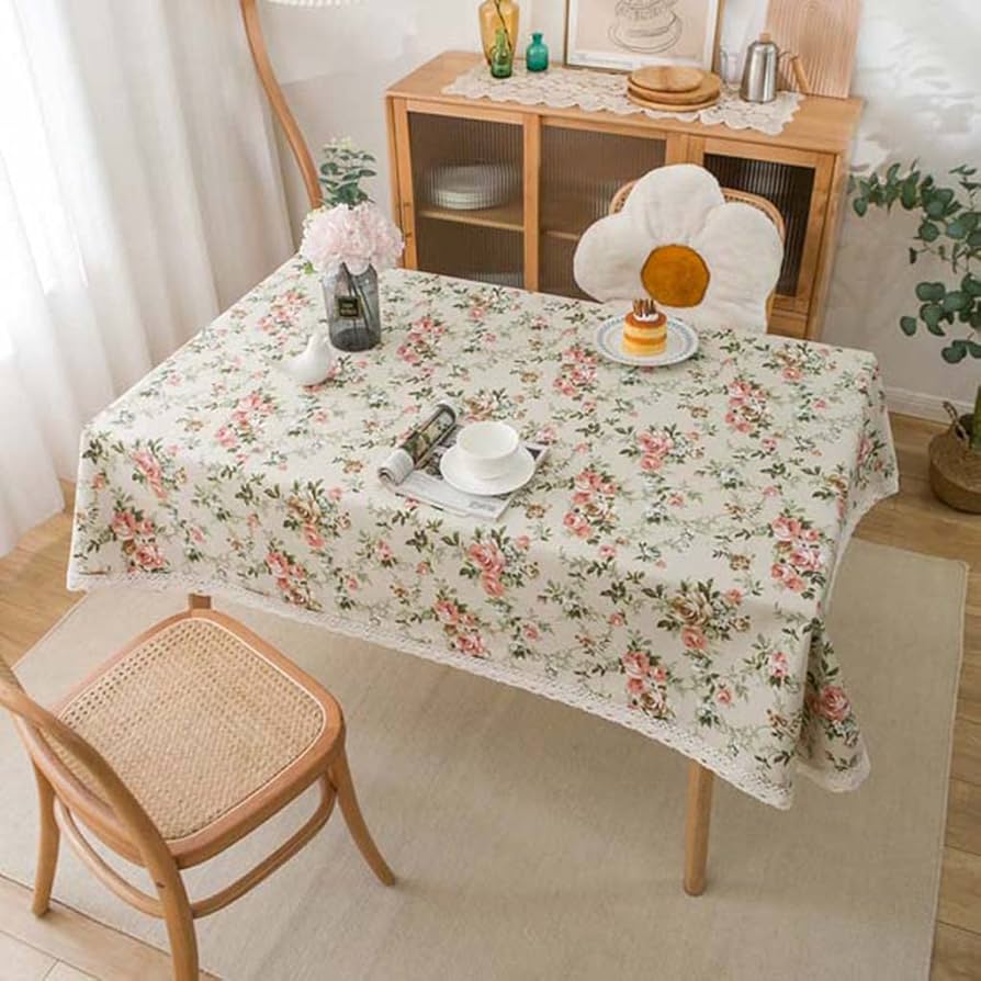 Amazon|テーブルクロス 花柄 田園風 レース縁取り マルチクロス Amazon|テーブルクロス 花柄 田園風 レース縁取り マルチクロス