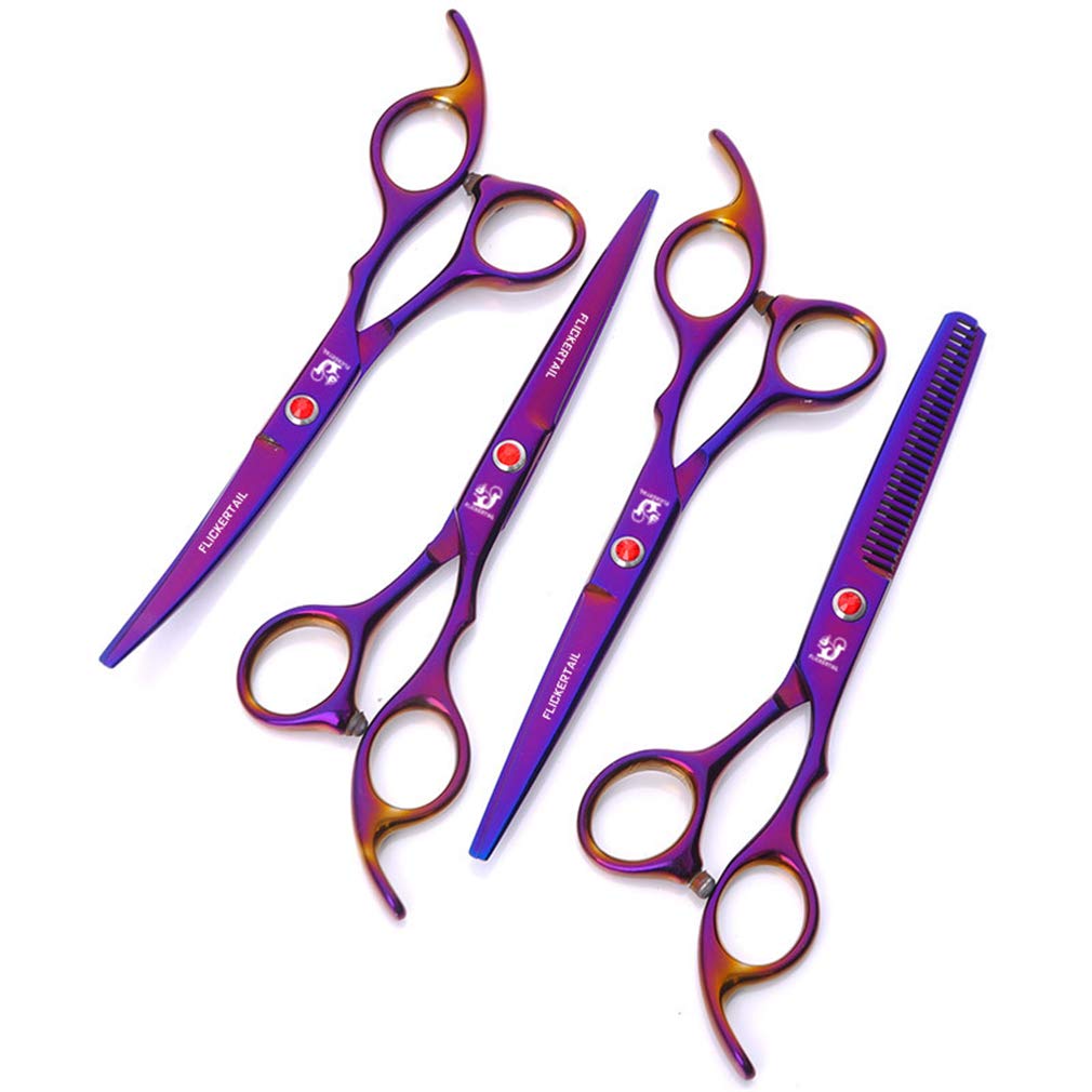 Kit Forbici per toelettatura Animali Domestici da 6,0 Pollici, Set di Forbici Professionali per toelettatura Cani Set di cesoie per Cani da 5 Pezzi, per Salone, Barbiere