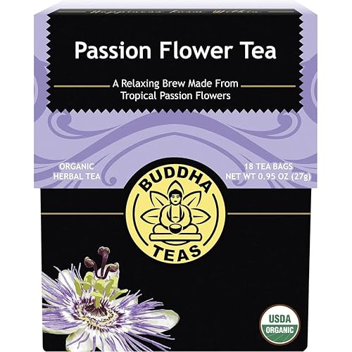 Buddha Teas Té orgánico de flores de pasión - OU Kosher USDA orgánico CCOF orgánico 18 bolsas de té sin blanqueador Buddha Teas Té orgánico de flores de pasión - OU Kosher USDA orgánico CCOF orgánico 18 bolsas de té sin blanqueador