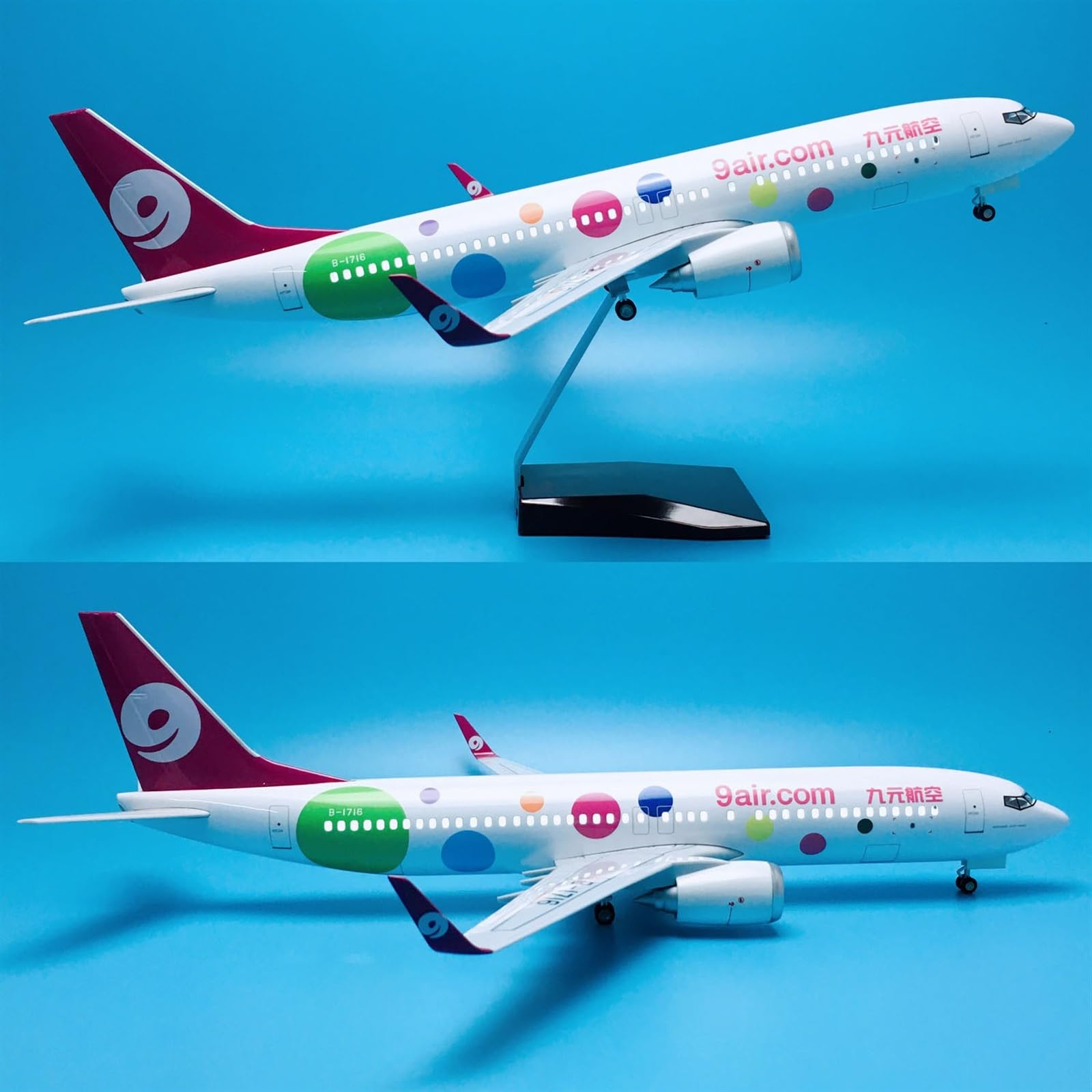 Skopiuj model samolotu 1:85 47cm z kołami i światłem LED samoloty samoloty Boeing B737-800 dla 9 kolekcji modeli samolotów