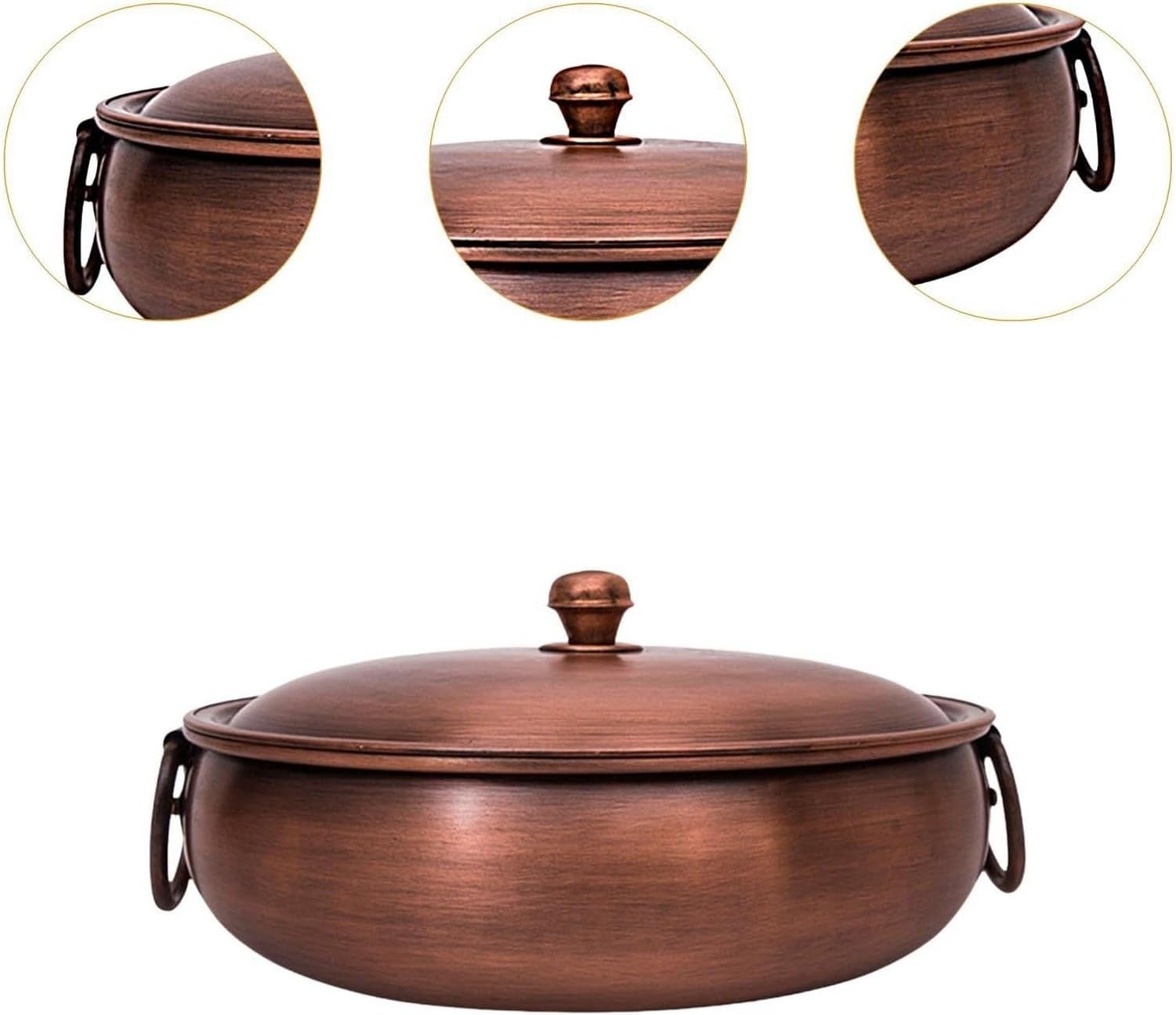 Pentola Rame per Hot Pot Chafing Dish Zuppa Bollente per Festa Regalo Cucina, 30cm, 30cm