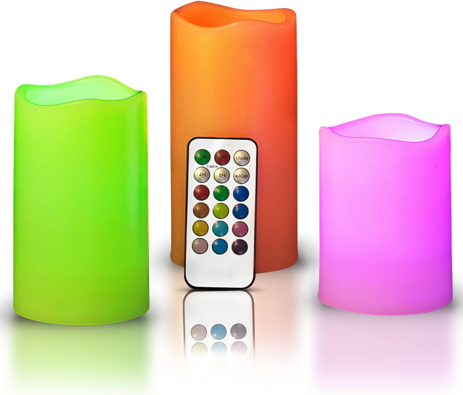 ONEVER Tea Lights Candles, 3 Pack LED Candles, 4 5 6 Battery Operated Tea Lights with Remote Control, Electric Fake Candle, 4/8 Hours Timer, Flameless Tealight Candle-Rainbow Colors