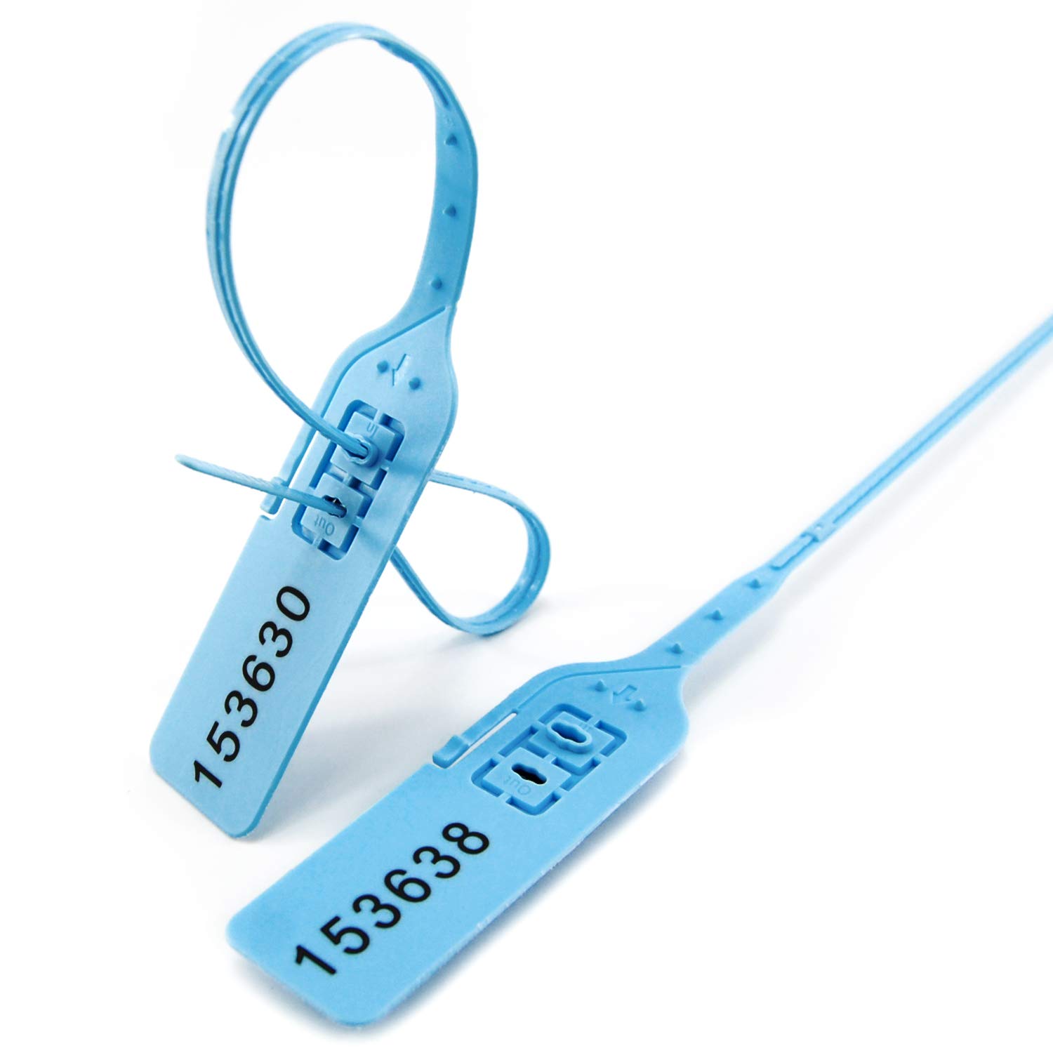 Bridas para cables, Bridas de nailon reutilizables, ajustables y autoblocantes, con sellos numerados for equipaje, paquete de 100 unidades, color azul