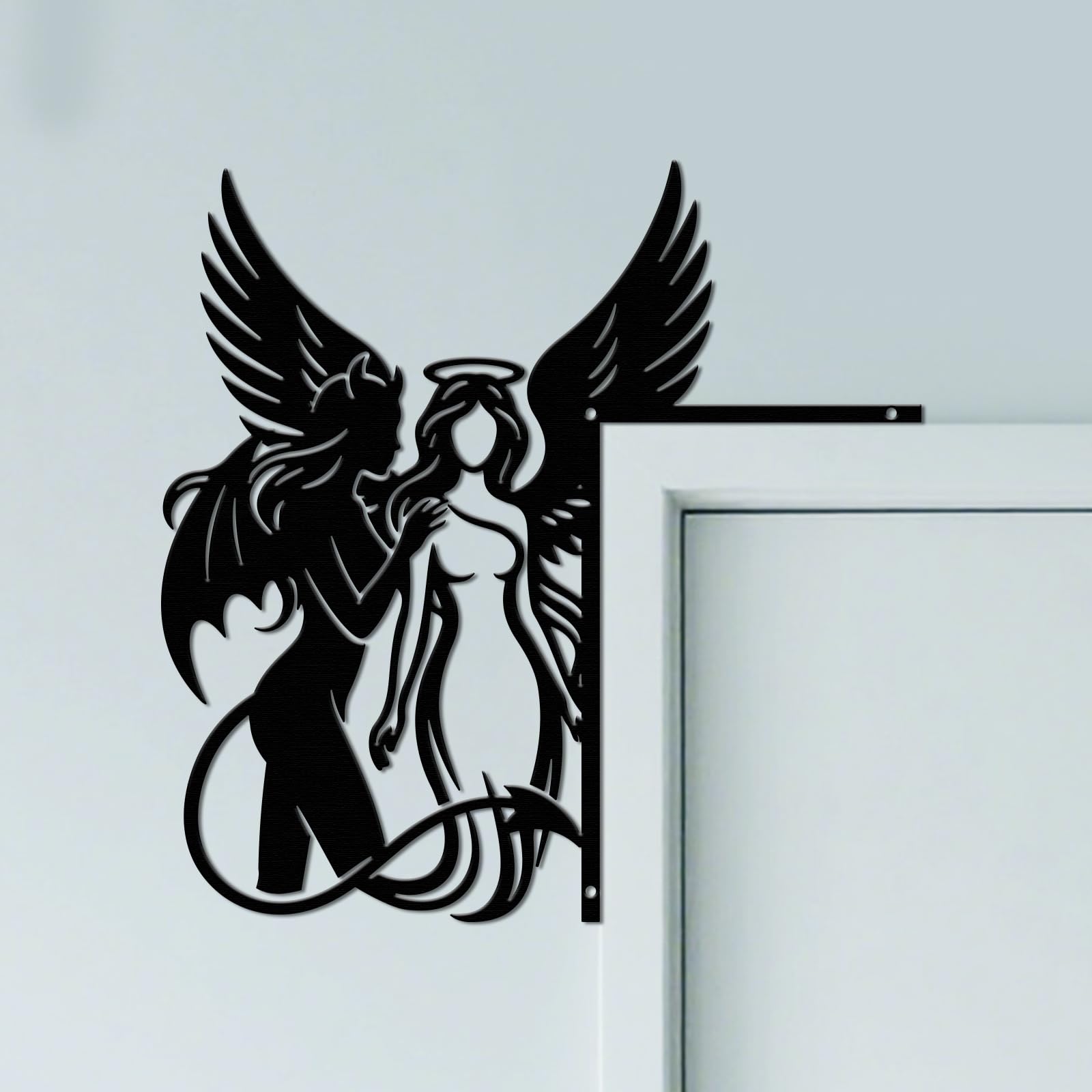 CUTHOLLOW Angel and Demon Door Topper Sign Wall Art Decor