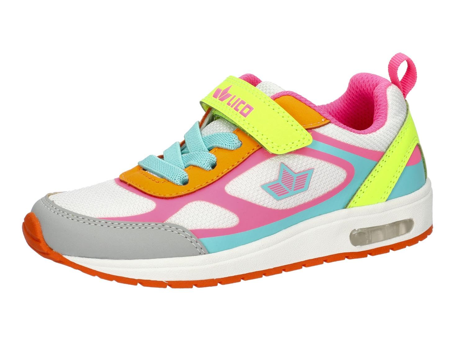 Lico Unisex Kid's Colourful Vs Sneaker, White, Pink, Turquoise, 1.5 UK Child