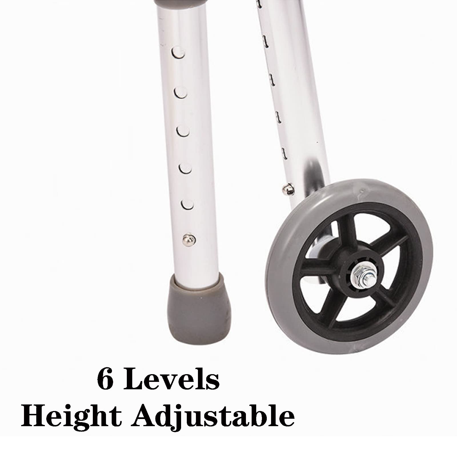 Cesta Plegable para Andador para Ancianos con 2 Ruedas y Asiento, Cesta para Andador para Ancianos Estándar Ligera, Cesta para Andador con Ruedas Ajustable en Altura, Ayuda para Mo