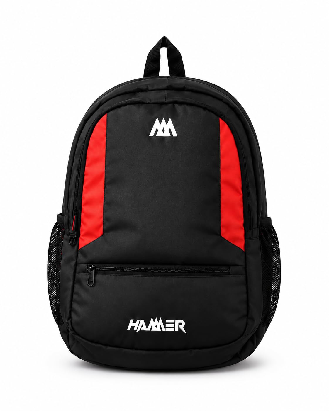 HAMMER Small Backpack, Black with Red, Lightweight, Water Resistant, 40.5 cm, Front Zip Pocket, Side Mesh Pockets-image-45