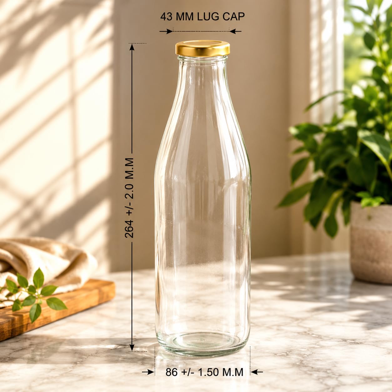 Pure Source India Glass Bottle - 1L Airtight -2