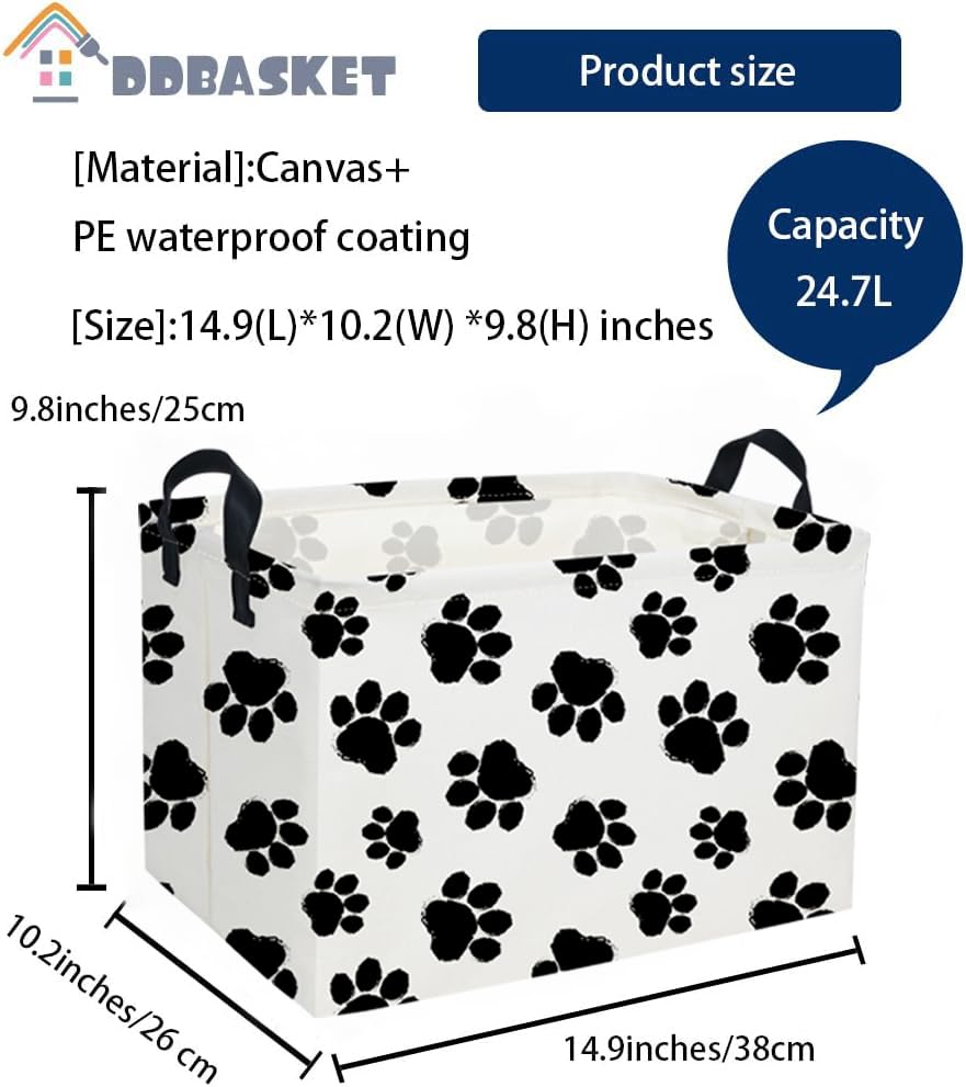 Image of Rectangular Dog Baskets Gift Bins Empty Storage Basket Storage Bin Organizer Box Room Decor for Home(Dog Bins)