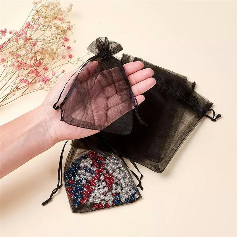 7x9 9x12 10x15 cm Sac en Organza Sacs d'emballage de Bijoux décoration de fête de Mariage Sacs en Tulle Cadeau Pochettes à Cordon de Bonbons-Violet Clair-25x35 cm-50 pièces