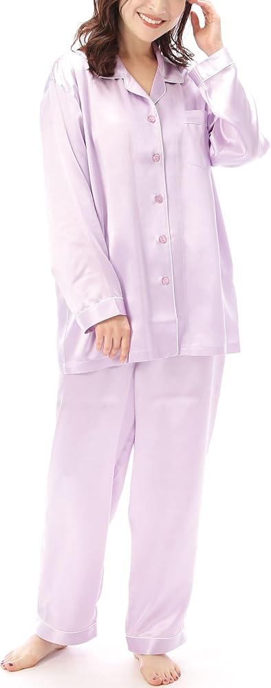 【未使用】パジャマ シルク100% Mサイズ 藤紫色 きごころ屋 Amazon | [ON NISHIKI] シルクパジャマ レディース 高級シルク100% A6