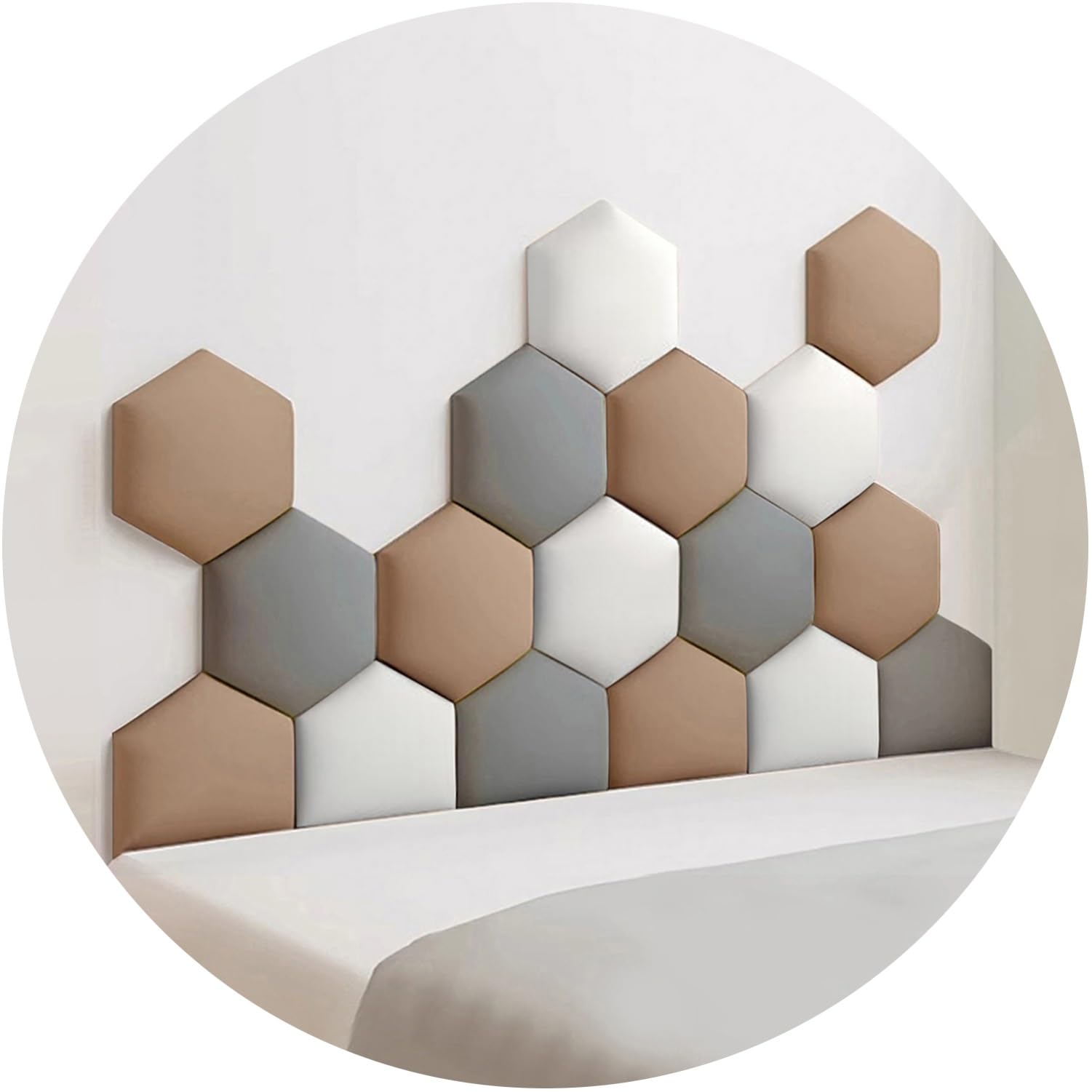 Panneau Mural Rembourré, Coussin Mural de Tête de lit, Anti-Collision Auto-adhésif 3D Sac Souple Panneaux Muraux pour Chambre d'enfants Conception Murale(White,180x105cm)