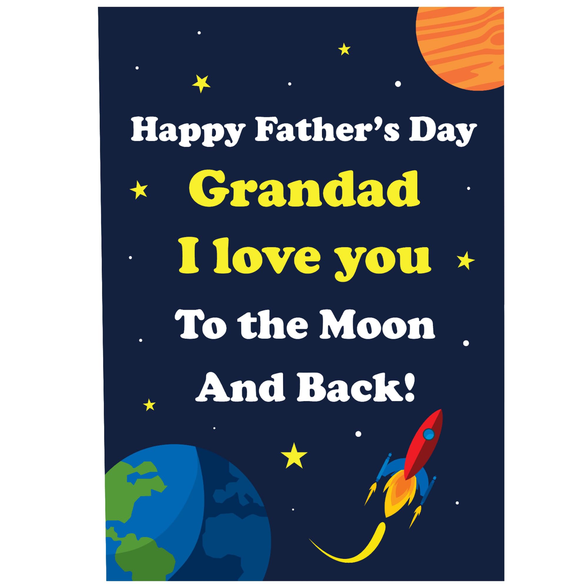 Fathers Day Card SPACE Moon Cheeky Grandad Grandparent A6 Card Thank You