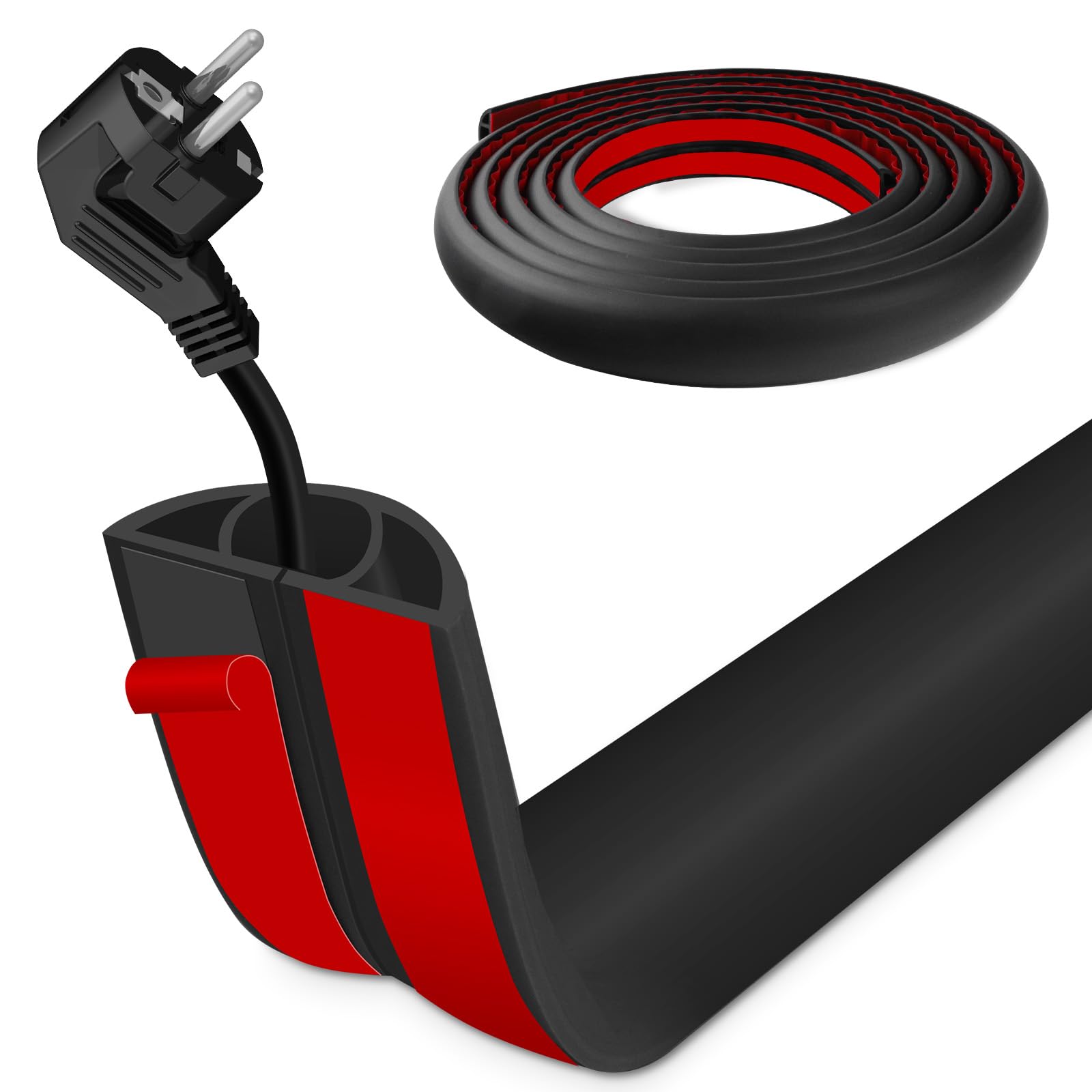 Floor Wire Cover 1m Self Adhesive Cable Floor Protect Cord,Cable Cover to Prevent Trip Hazards, Suitable for Home, Office, Factory, Warehouse and Other Places