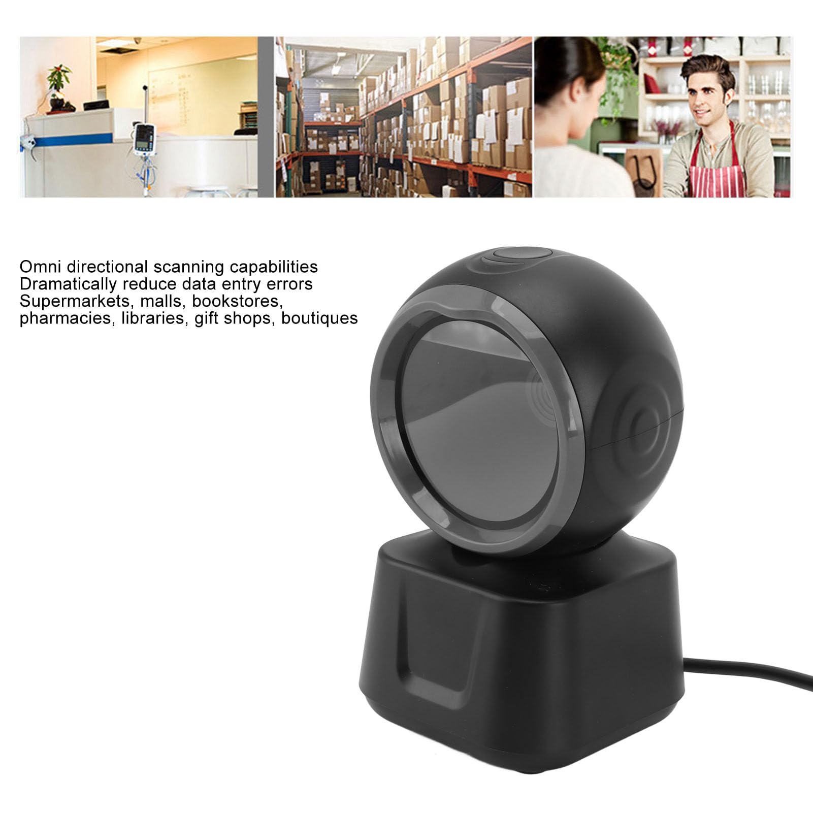 FTVOGUE Wielokierunkowy Skaner Kodów Kreskowych USB Stacjonarny Czytnik Kodów Kreskowych 1D 2D QR Automatyczne Skanowanie Bez Użycia Rąk do Sprzedaży Detalicznej Supermarket Apteka Sklep Odzieżowy