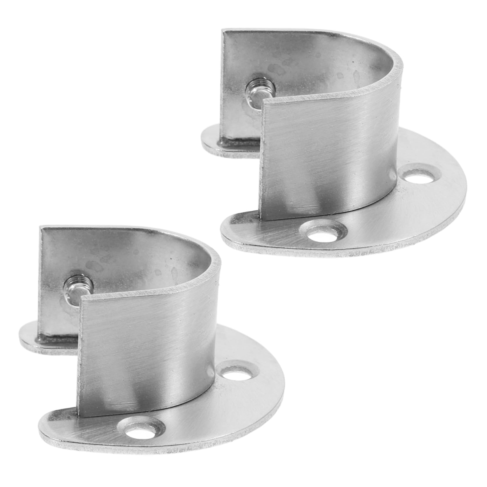 JECOMPRIS 2pcs Stainless Steel Shower Rod Holder Brackets U Shaped Flange Supports for Curtain and Clothing Rods Easy Installation with Screws for Wardrobes and Bathrooms