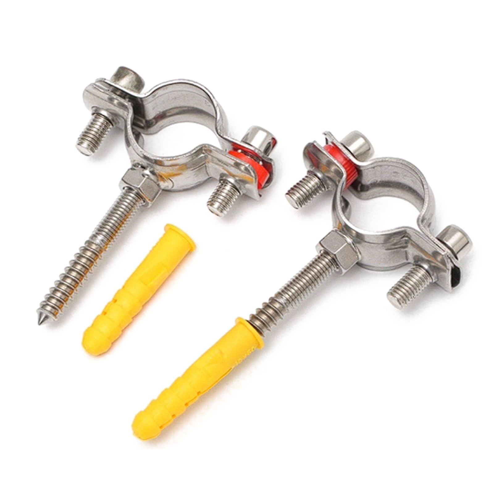 Esmen Uae One Color 304 Stainless Steel Pipe Clamp Support 2 Pack With Choice Of Bolt, Rubber-Lined, Or Self-Tapping Expansion Anchor Tube Fittings(【Φ32-34】,Type C)