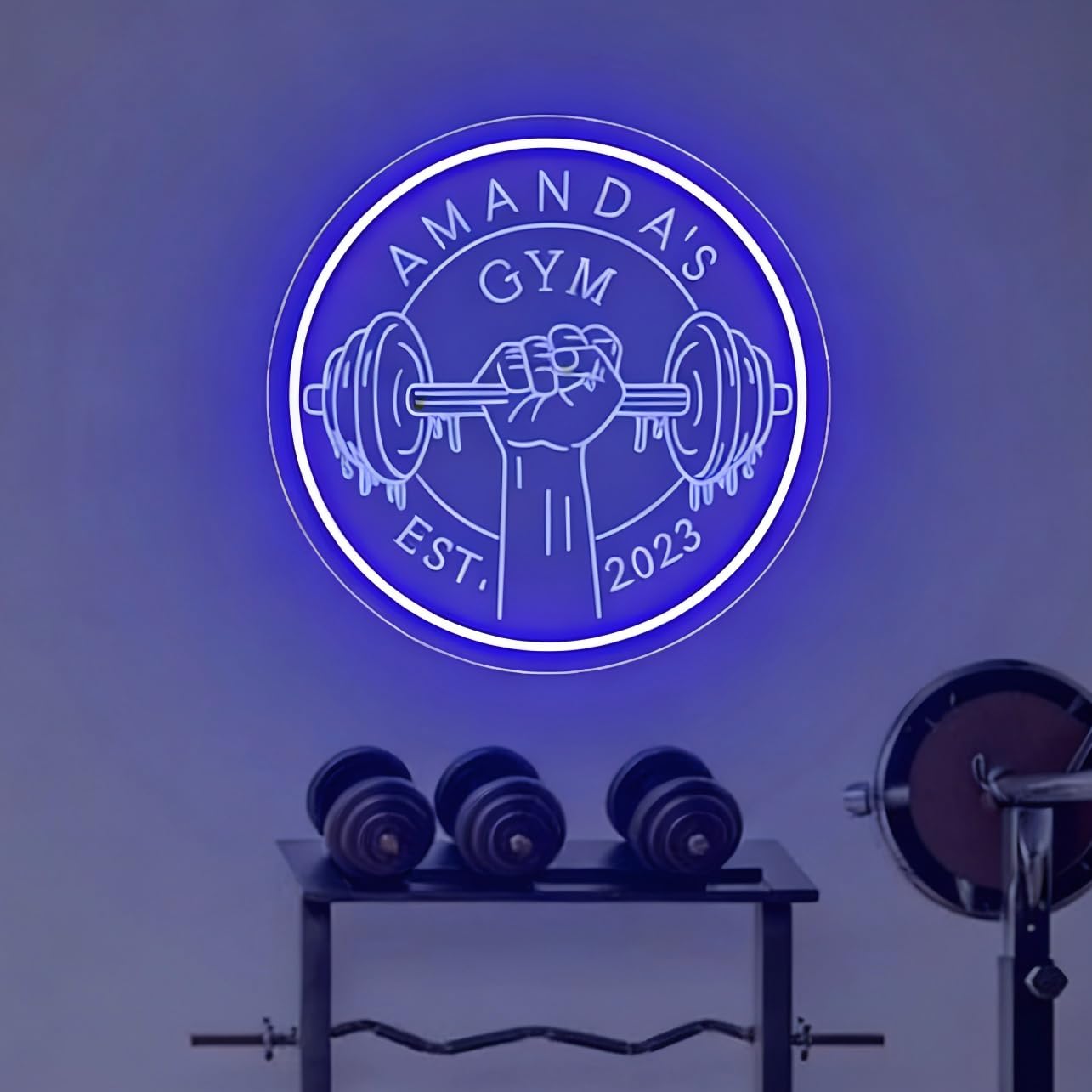 Custom Gym Name Neon Sign Personalized Dumbbell Neon Light for Home Gym Barbell LED Light GYM LED Neon Light Decor for Fitness Club, Man Cave, Sports Room Wall Decor Fitness Lover Friends Gifts — image 1