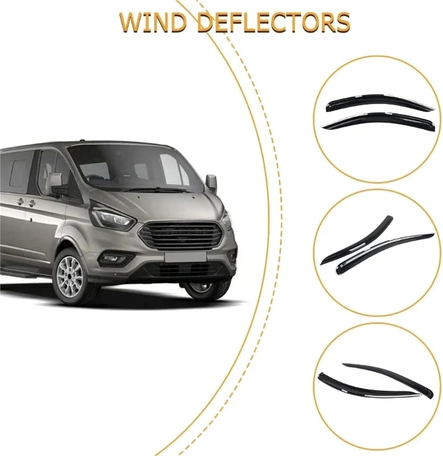 GEYABG(ゴヤブ) ペアウィンドウレインデフレクター、CUSTOM TRANSIT TOURNEO 2012年以降に適合、ベント