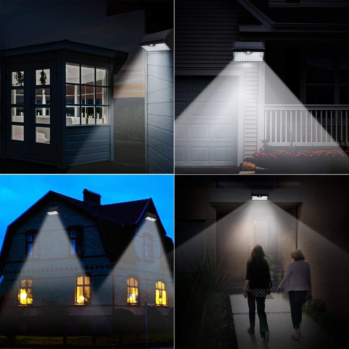 Lampa słoneczna Led z czujnikiem ruchu, zewnętrzny reflektor bezpieczeństwa słonecznego z 5 trybami inteligentnymi Wodoodporny pilot Solarna lampa ścienna do ogrodu