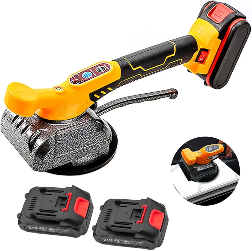 Ventosa Vibratória Máquina de Assentar Piso Porcelanato Premium Bivolt + 2 Baterias + Trava de Sucção + 5 Velocidades de Ajuste + Bolsa