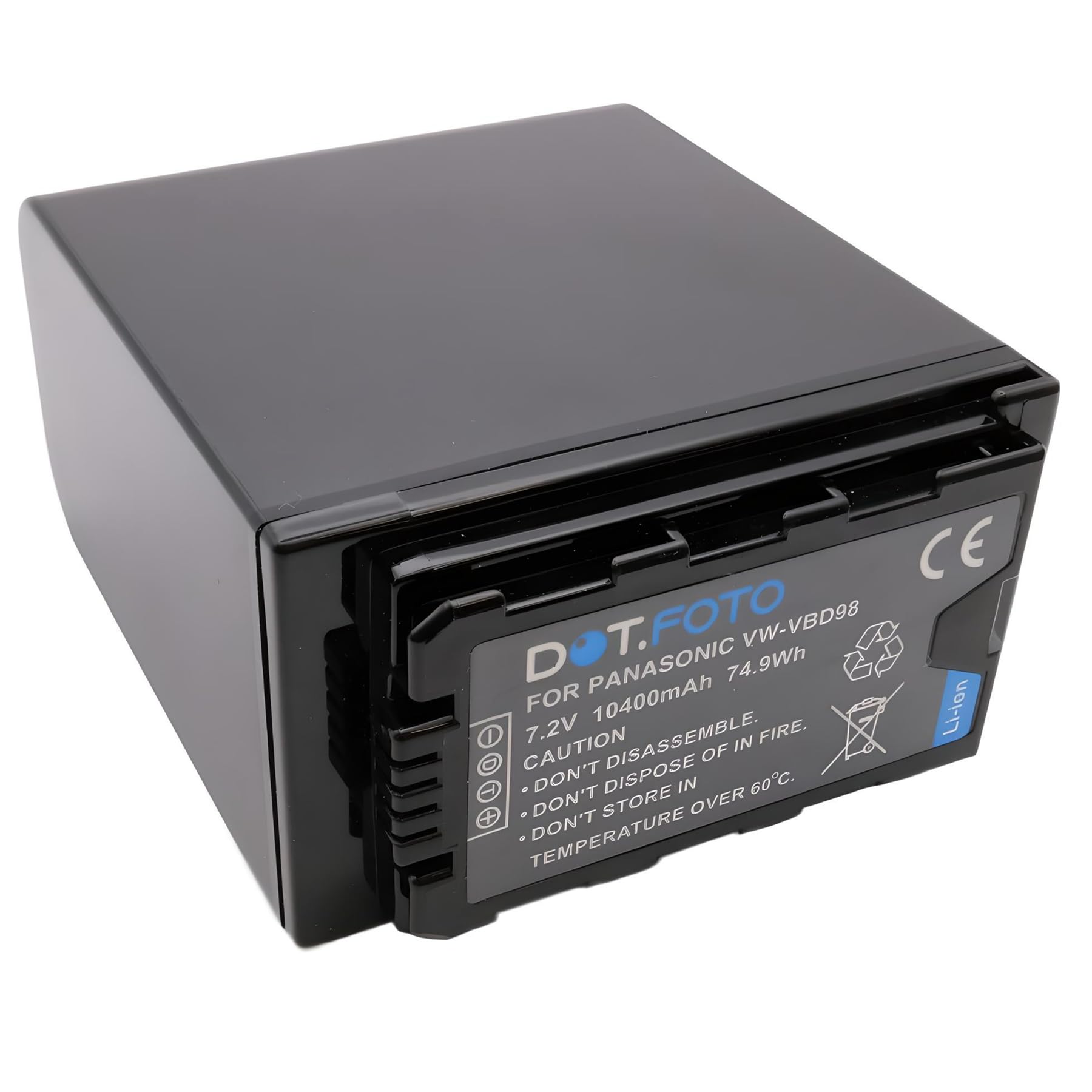 VW-VBD78 Premium Alta Capacità 7.2v / 10400mAh Batteria Ricaricabile (Nessun pannello LED) per Panasonic HC-X1000 HC-X1 AG-CX350 - Non si adatta al caricabatterie originale AG-BRD50 Pan.