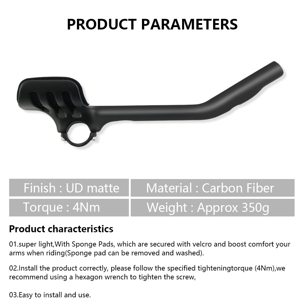 RXL SL Manillar de Carbono para Triatlón y Ciclismo - Aero 31.8mm, TT, Carretera, 30° UD Mate, 360mm | Manillar de triatlón de carbono, plano, diseño de extensión de flexión, UD mate, 360 mm
