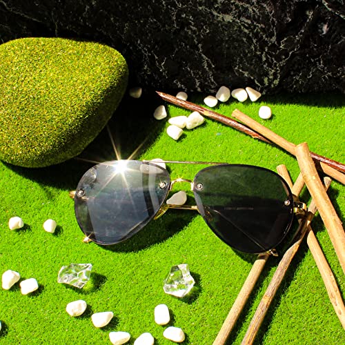 Image of Xpectrum Classic Double Bridge Metal Aviator Sunglasses for Women Men Trendy Retro UV400 Rimless Sun Glasses