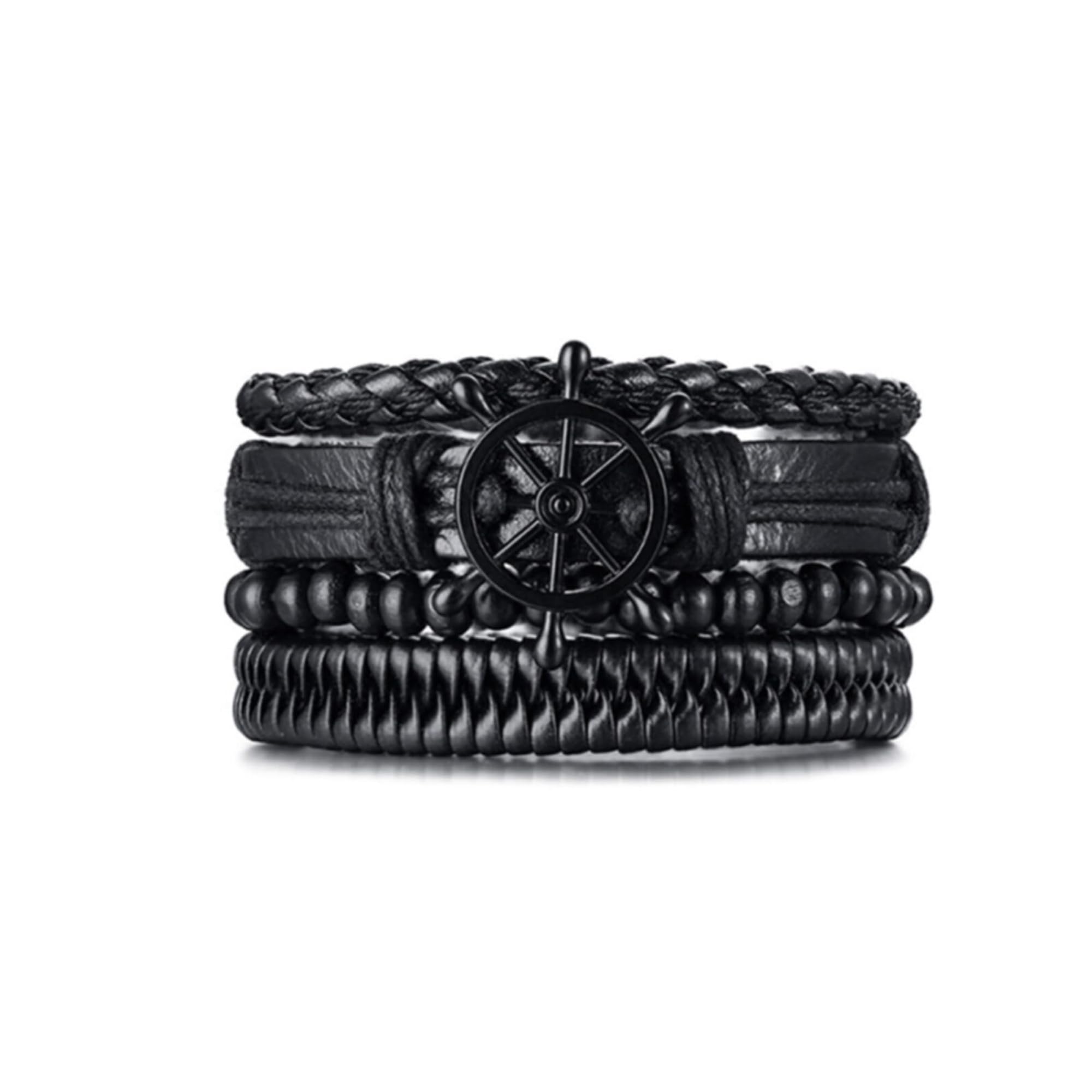 Fashion Frill Stylish Bracelet For Men Multistrand Black Leather Bracelets For Men Boys Wooden Beads Wristband (B0CS6S9S9W) Amazon Price History, Amazon Price Tracker