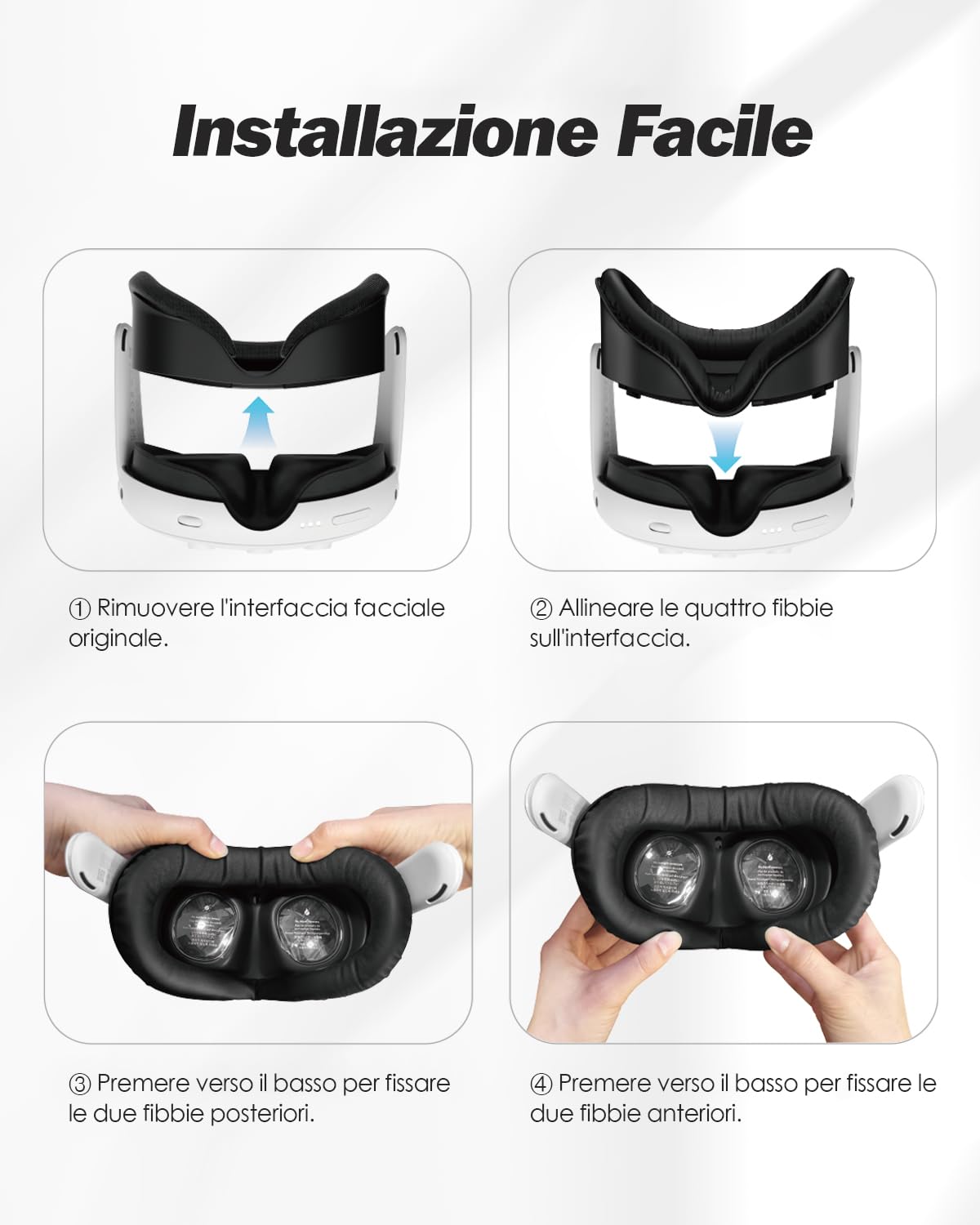 SUPERUS Interfaccia Facciale e Face Cover Pad per Meta Quest 3 - Accessori VR compatibile con Meta/Oculus Quest 3, Cuscino in Pelle PU Morbida Anti-Luce per Quest 3