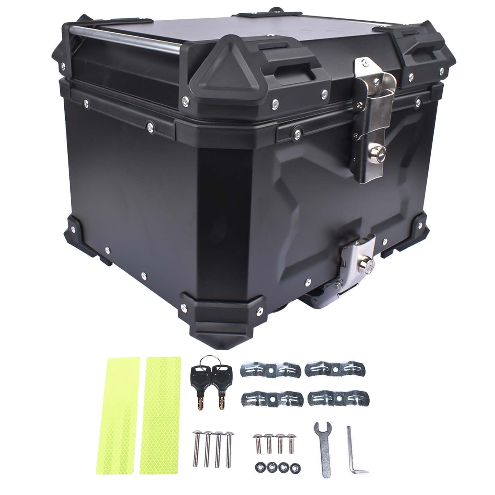 Bisenya 45L Baúl de Impermeable para Moto, Maleta para Almacenamiento de Casco, Caja con Cerradura de Seguridad, Caja Superior de Motocicleta (Negro)