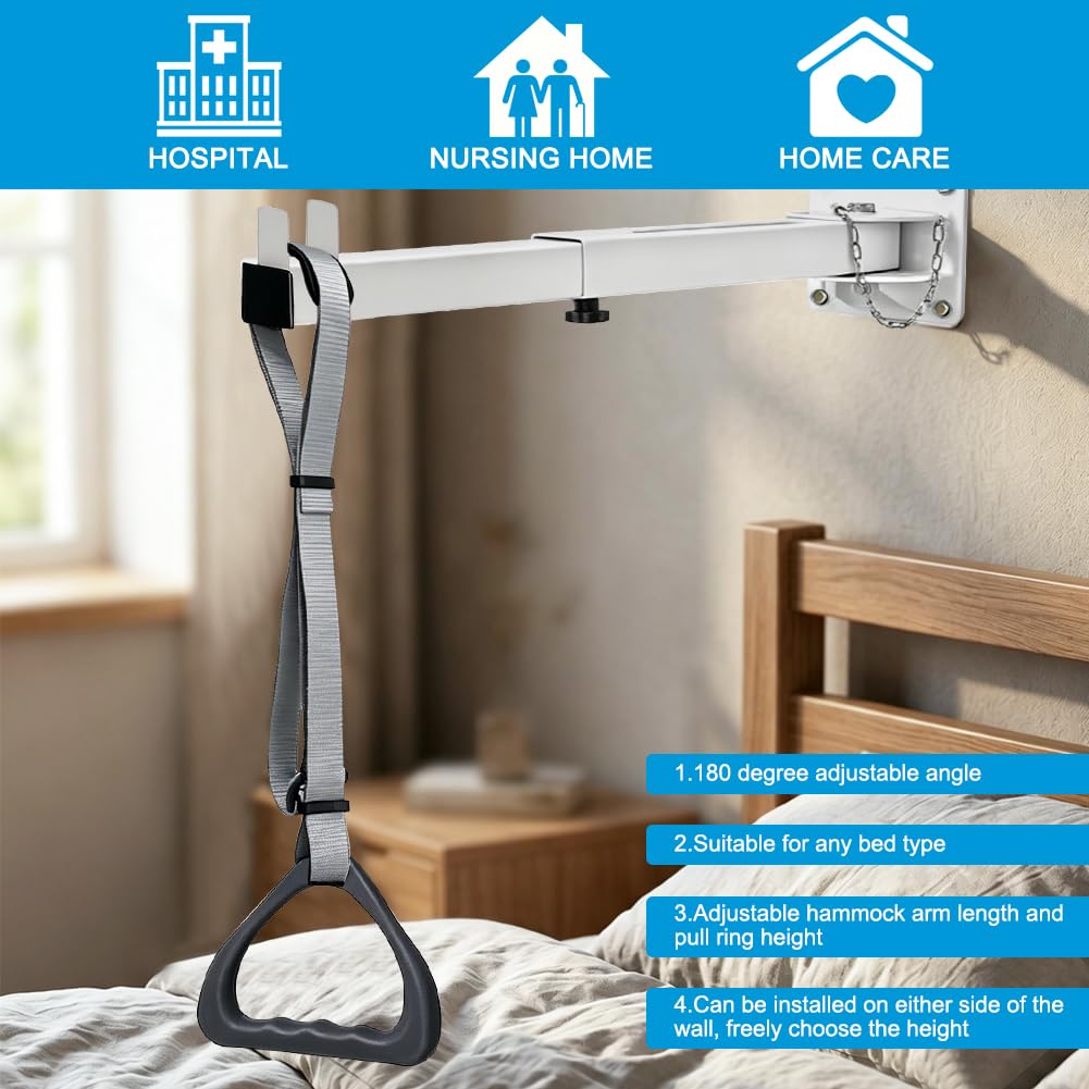 Letto sollevatore per letto – Barra trapezoidale regolabile per anziani, capacità di carico di 100 kg, blocco a 5 posizioni, facile montaggio a parete/soffitto, supporto per la mobilità