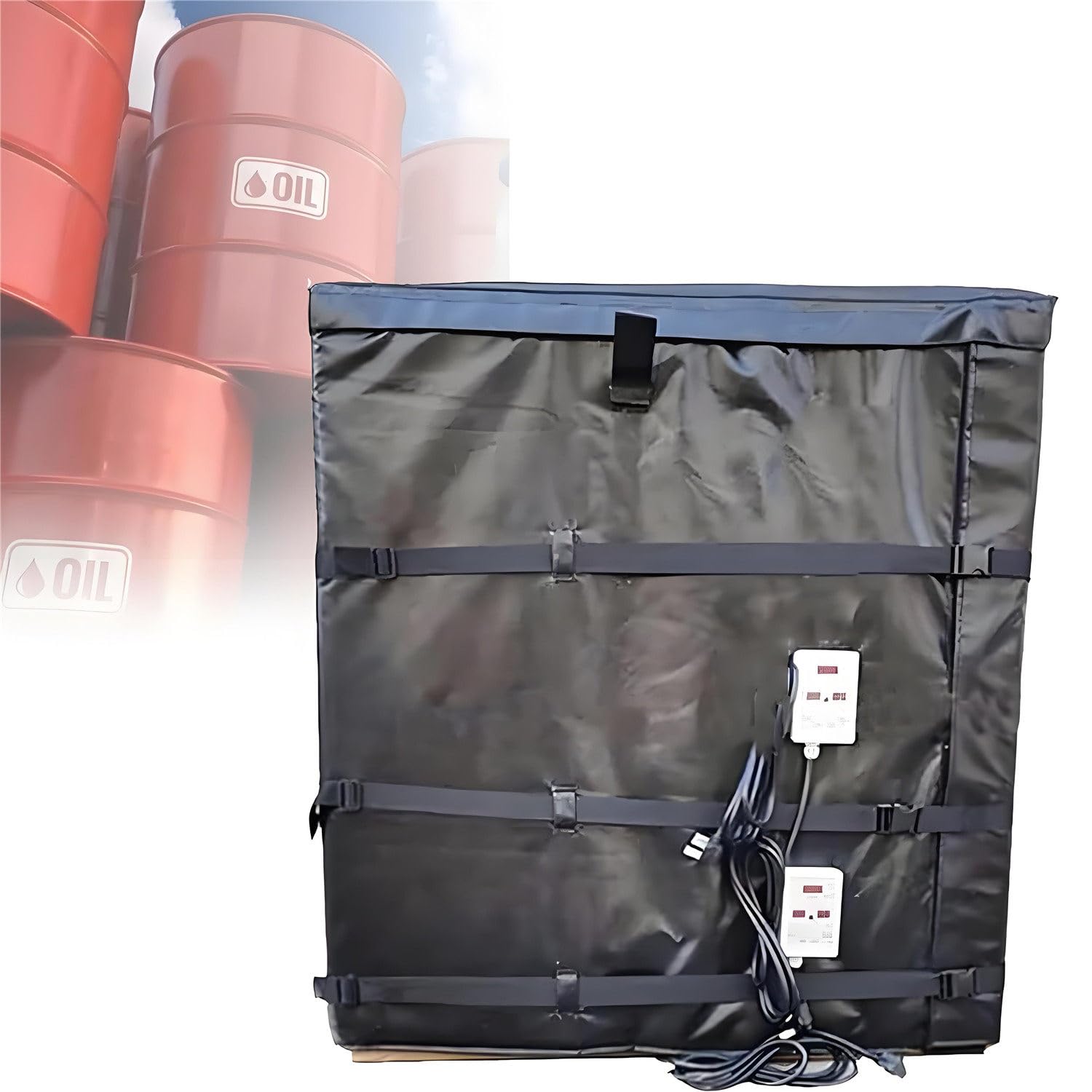 MRVAKDYDI Oil Barrel Heating Blanket, Drum Heating Blanket for 200L/1000L Oil Barrel Waterproof Insulation 120℃/150℃ Multicolor(Black,150℃1000L)