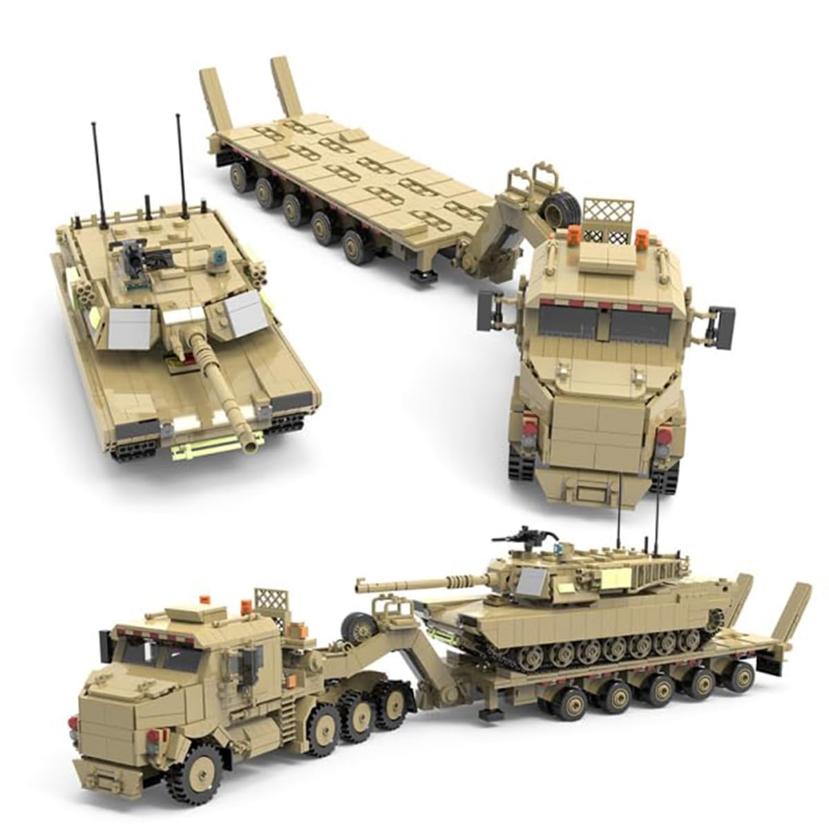Klemmbausteine Panzer und Transportfahrzeug Set für Erwachsene | 3482 Teile WW2 Militär Modell Geschenkbox | Sammlerstücke Geeignet für Schlafzimmer und Arbeitszimmer