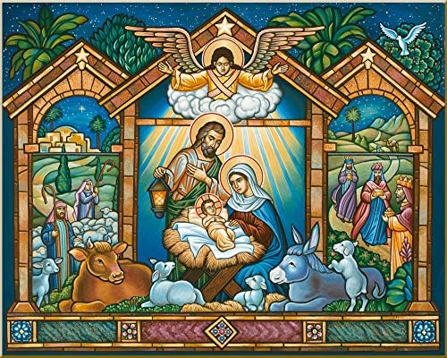 Monastery Icons “Come Let Us Adore” Nativity of Christ Mounted Plaque Christmas Icon Reproduction 10" x 7.8"