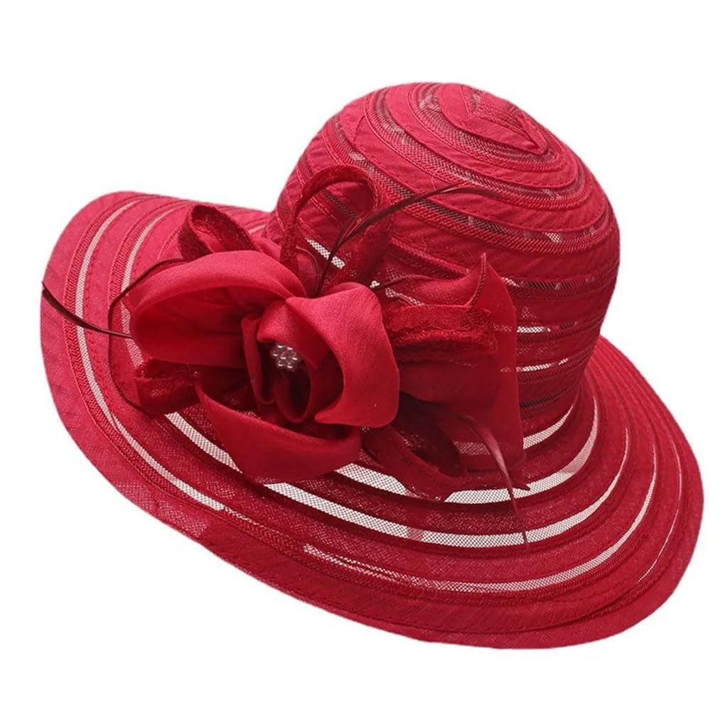 Cappelli da donna a tesa larga con grande fiore Fedora cappello elegante da donna per feste di nozze
