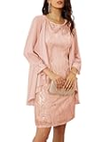 Women's Sequin Dress - Wedding Guest & Mother of The Bride Formal Dress - Two Piece Knee Length