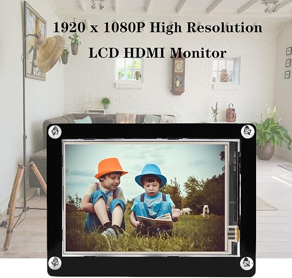 3.5 Inch IPS Touchscreen LCD Monitor, High Resolution 320x480 to 1920x1080, Wide Viewing Angle Display for DIY Projects and PC, with Acrylic Case