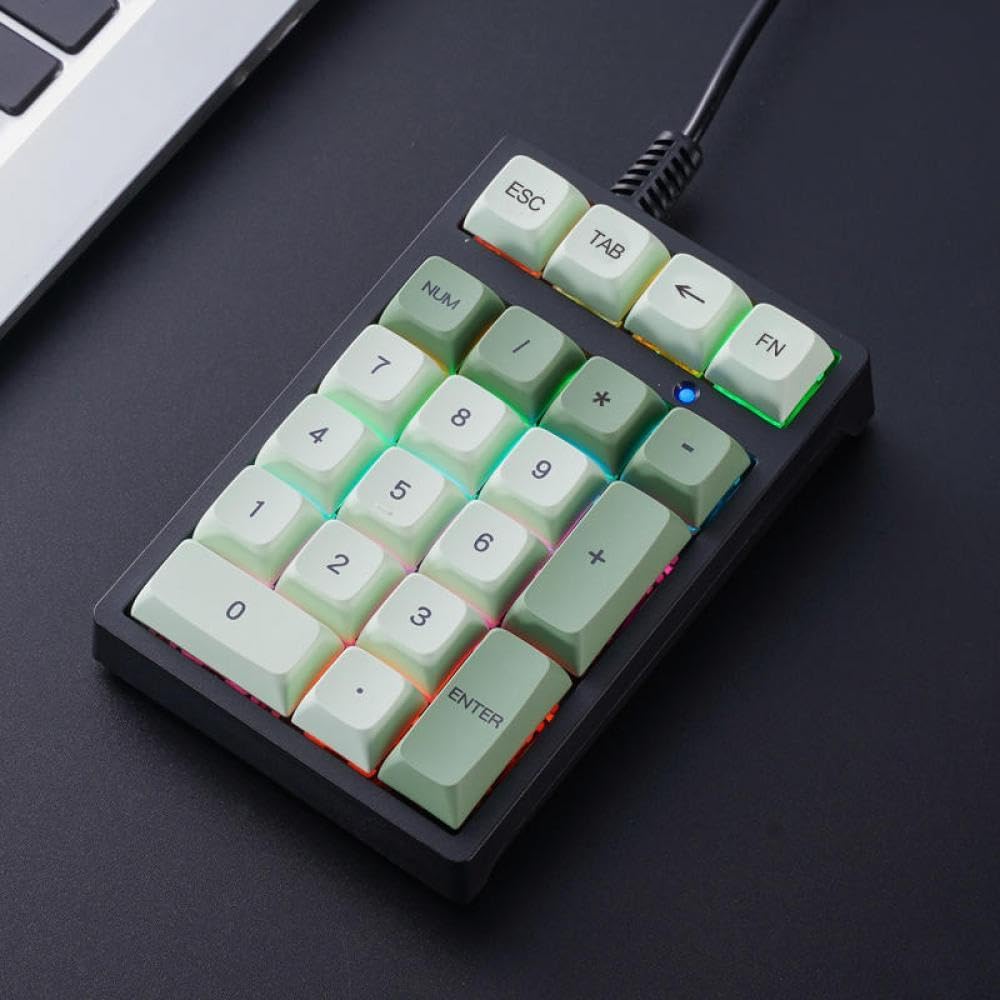 21 Key Wired Mechanical Numeric Keypad with Multi-Color Backlighting and Blue Switches Ideal Compatible with Finance Business and Laptop Users(Shimmer)