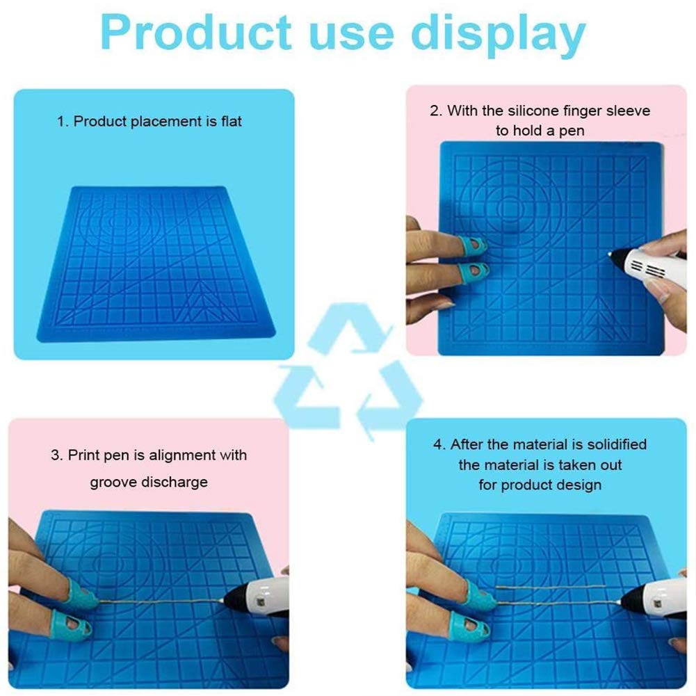 Penna per Stampa in Silicone,Tappetino per Penna Stampa 3D in Silicone,Giocattoli per Bambini