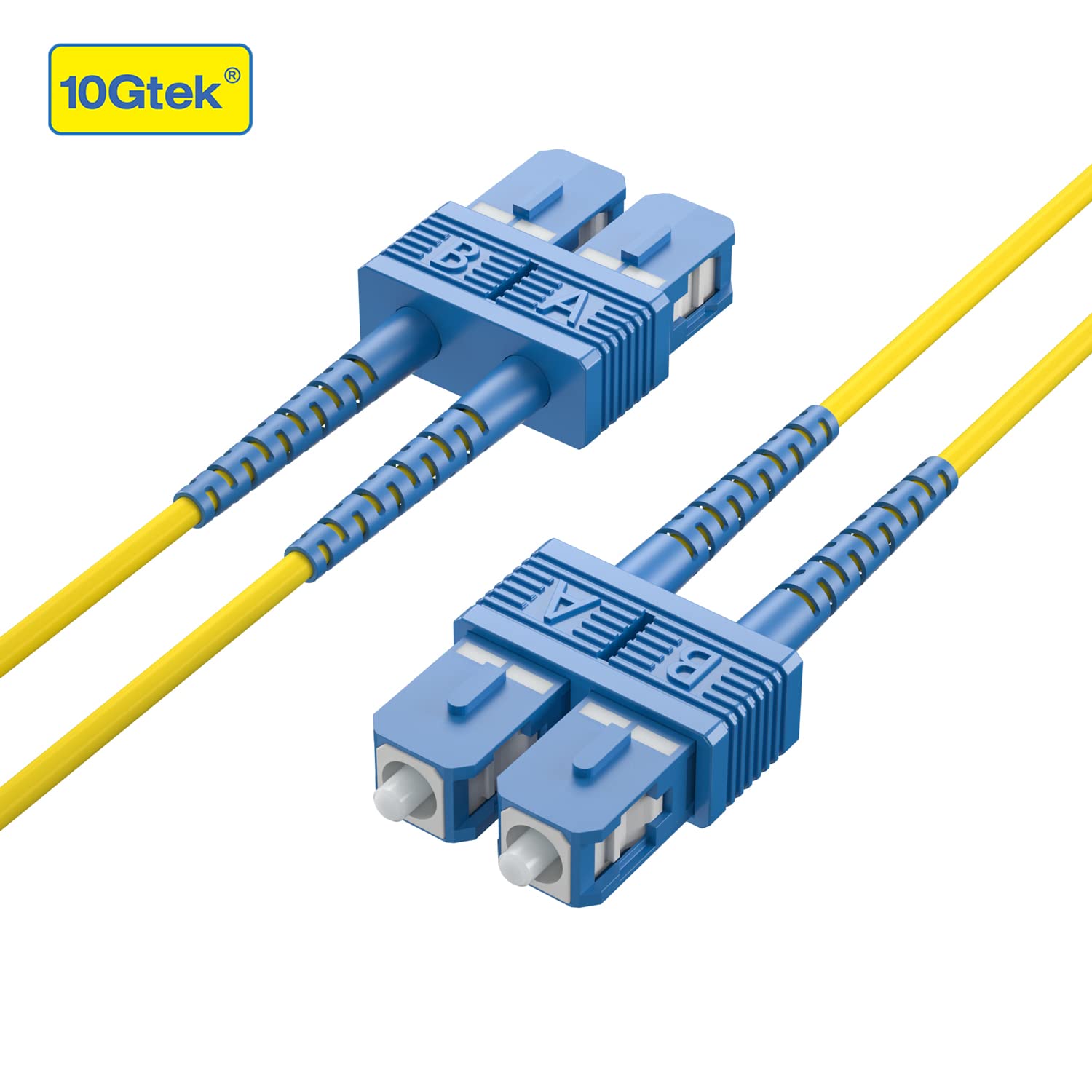 10Gtek Fiber Patch Cable - SC to SC OS2 10Gb/Gigabit Singlemode Jumper Duplex 9/125 LSZH Fiber Optic Cord, Yellow, 25-Meter(82-ft)