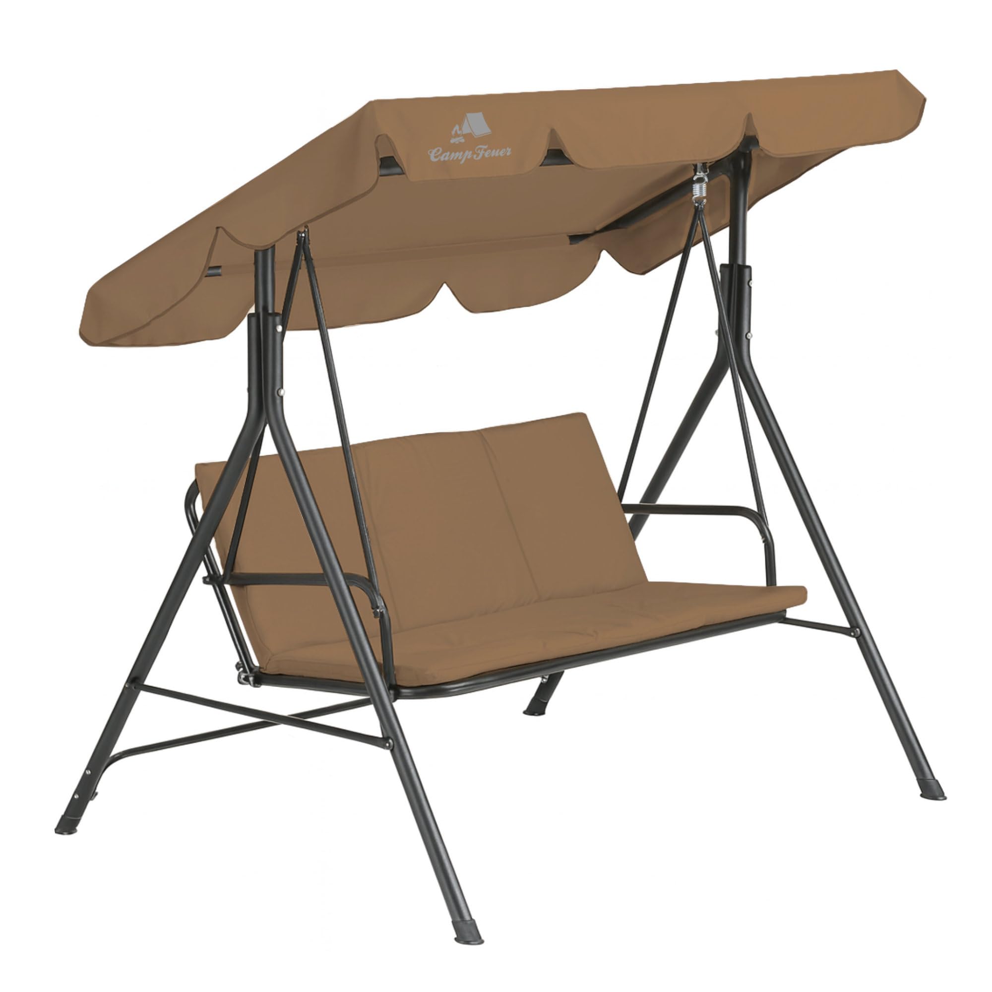 Columpio Hollywood de 3 plazas con toldo | Marrón | soporta hasta 250 kg | Tumbona balanceante, Banco columpio para exteriores | Columpio de jardín, Silla columpio | Columpio suave, Columpio